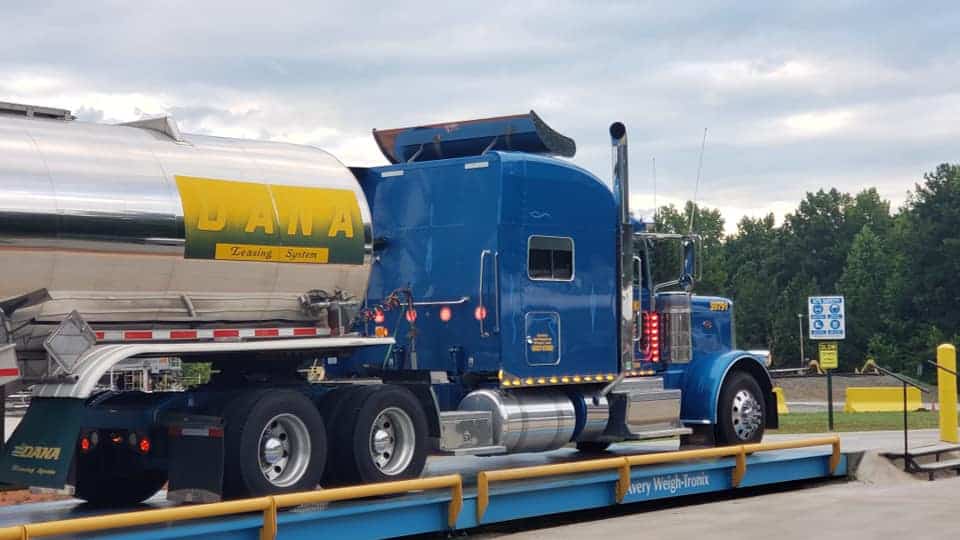 Tank Truck is Weighed on a highway scale